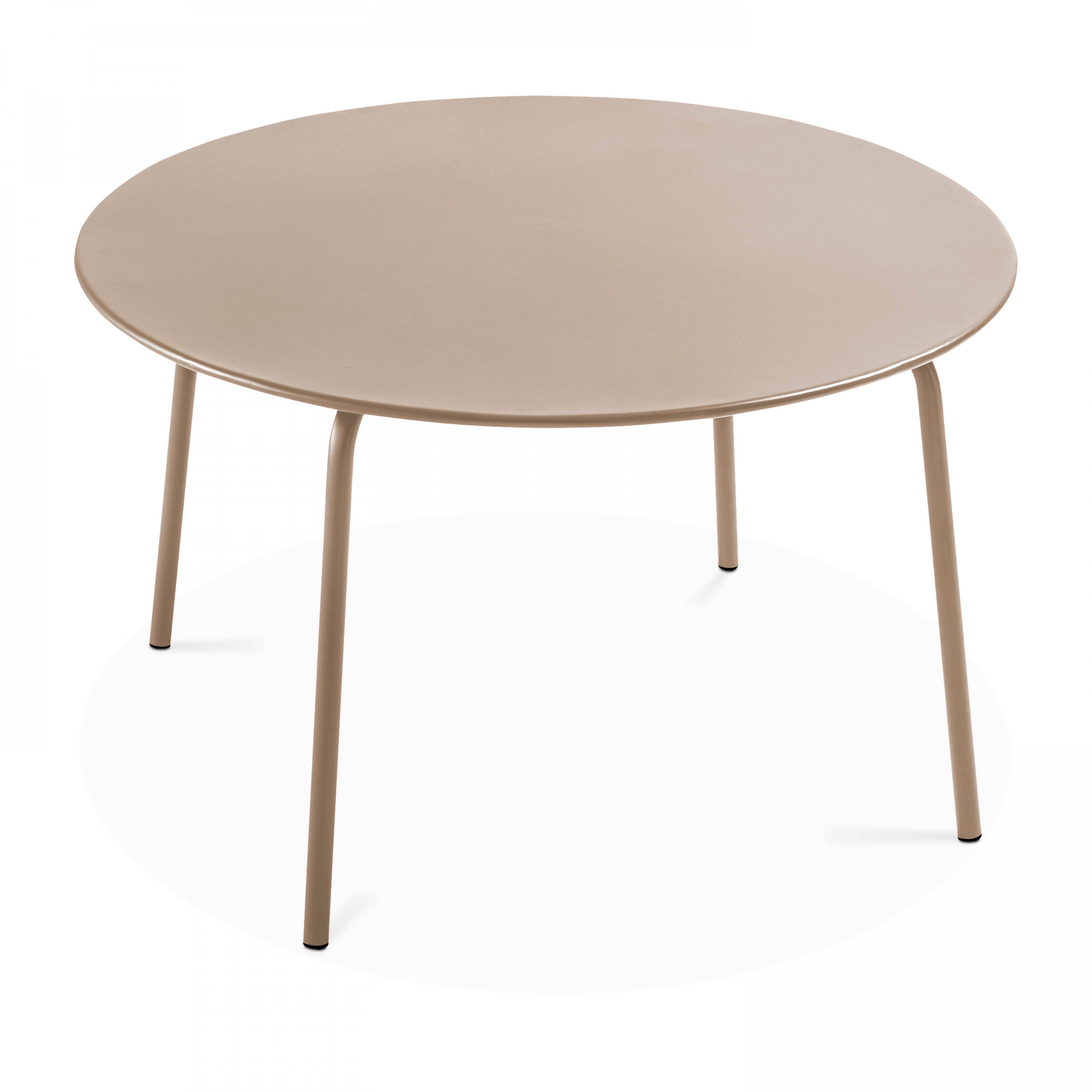 Oviala - Ensemble table de jardin ronde et 6 fauteuils acier taupe  Palavas - Oviala - Image 5
