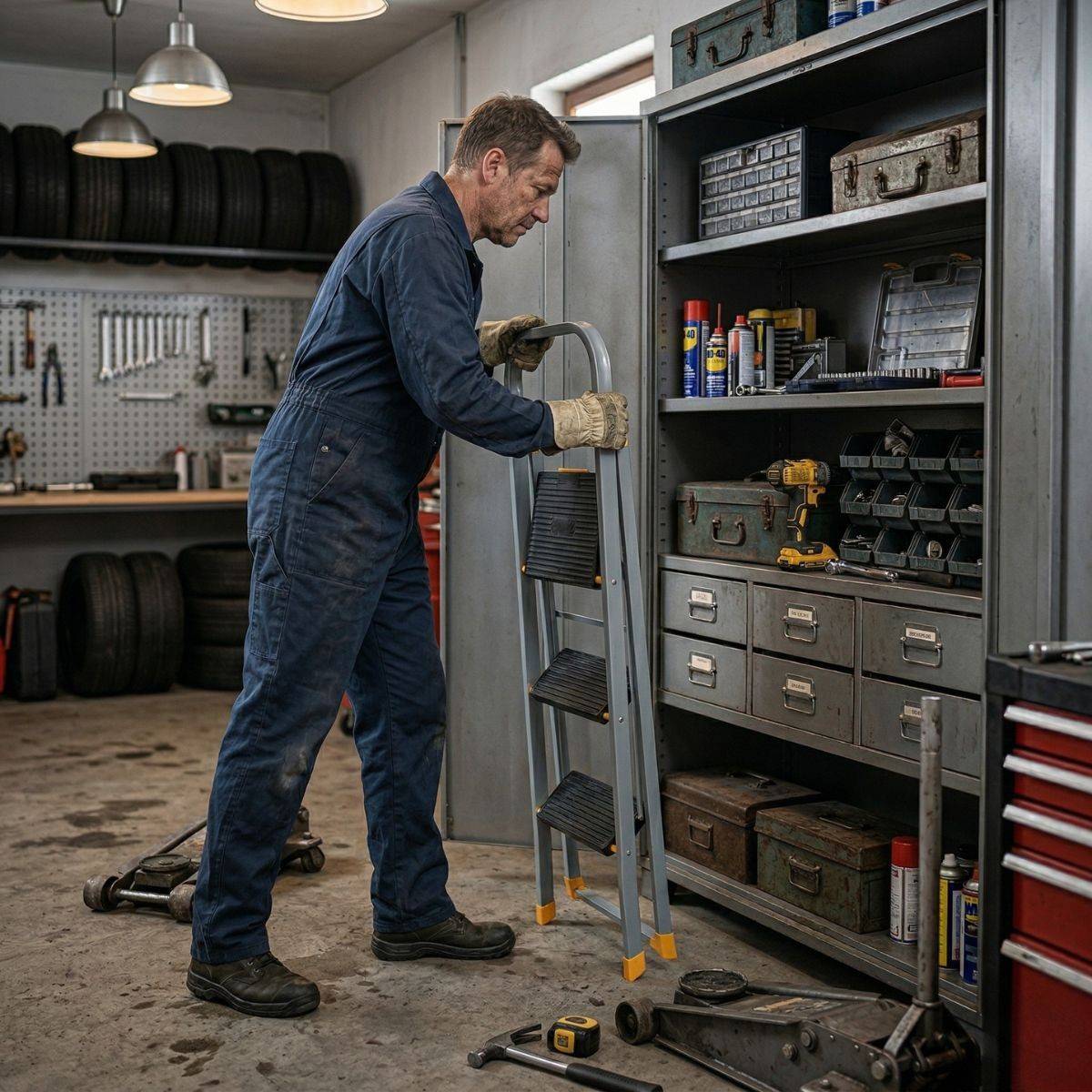 Intec - Escabeau 3 marches pliable Charge 150kg Marche pied anti-dérapant Bricolage Maison Chantier INTEC - Image 3