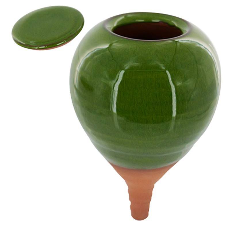 Ferme Du Moutta - Oya d'arrosage 30 cl en céramique faite main pour pots de fleurs, vert foncé