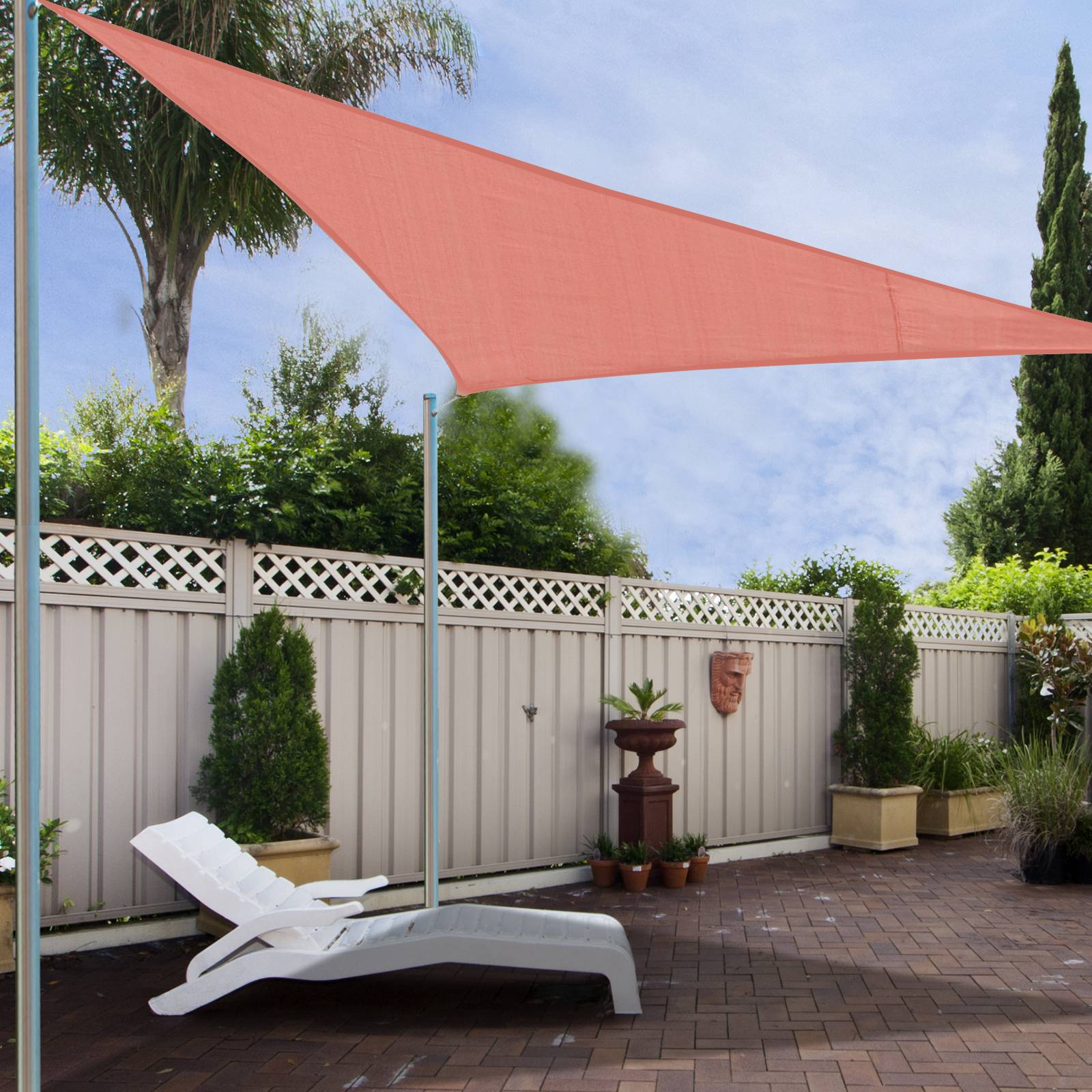 Voile d'ombrage Voile solaire - Triangulaire 4 x 4 x 4 m HDPE résistant aux UV rouge rouille fr234 - Image 4