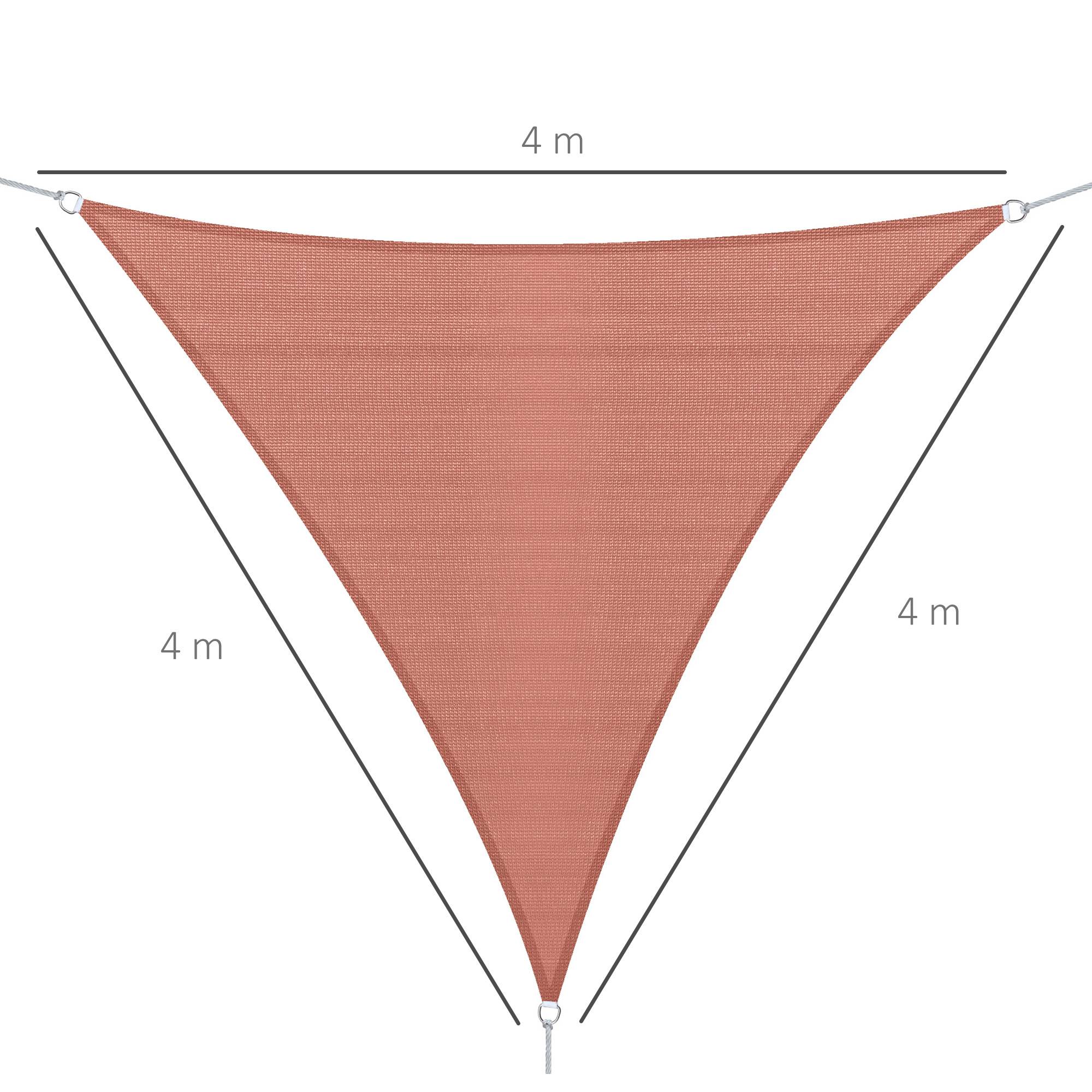 Voile d'ombrage Voile solaire - Triangulaire 4 x 4 x 4 m HDPE résistant aux UV rouge rouille fr234 - Image 5