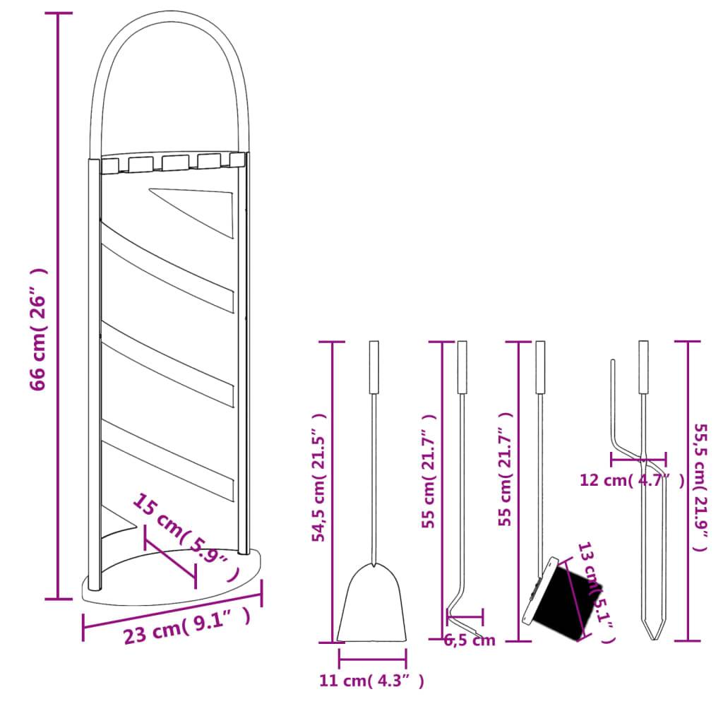 Set Serviteur de Cheminée Acier 5 Pièces pour Foyer Entretien du Feu 66 cm Noir - ComfortXL Outdoor Living - Image 10