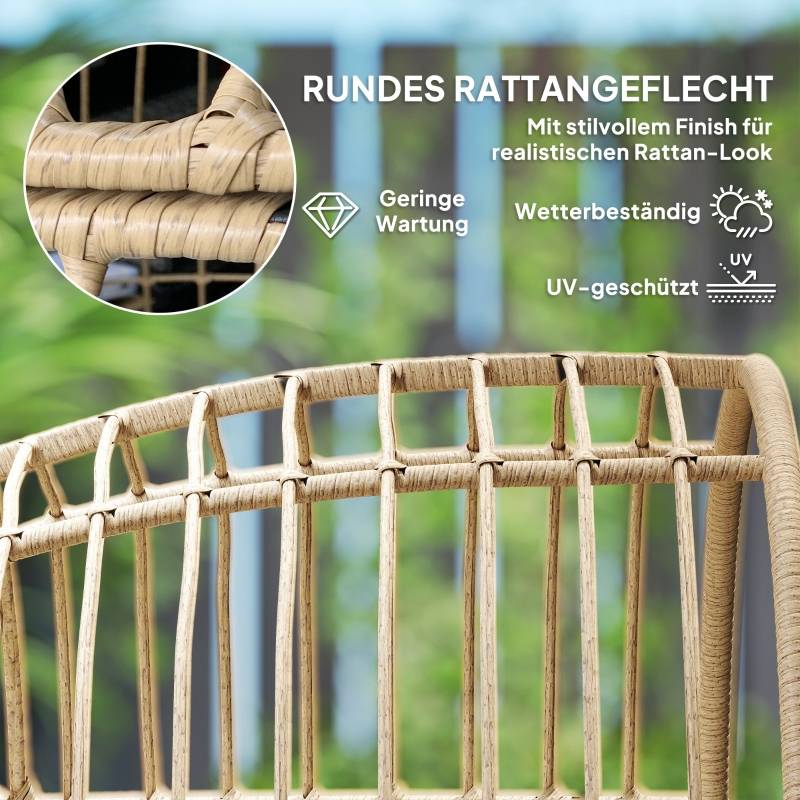 Fauteuil Œuf Résine Tressée Jardin Coussins Épais Beige 155cm - ComfortXL Outdoor Living - Image 5