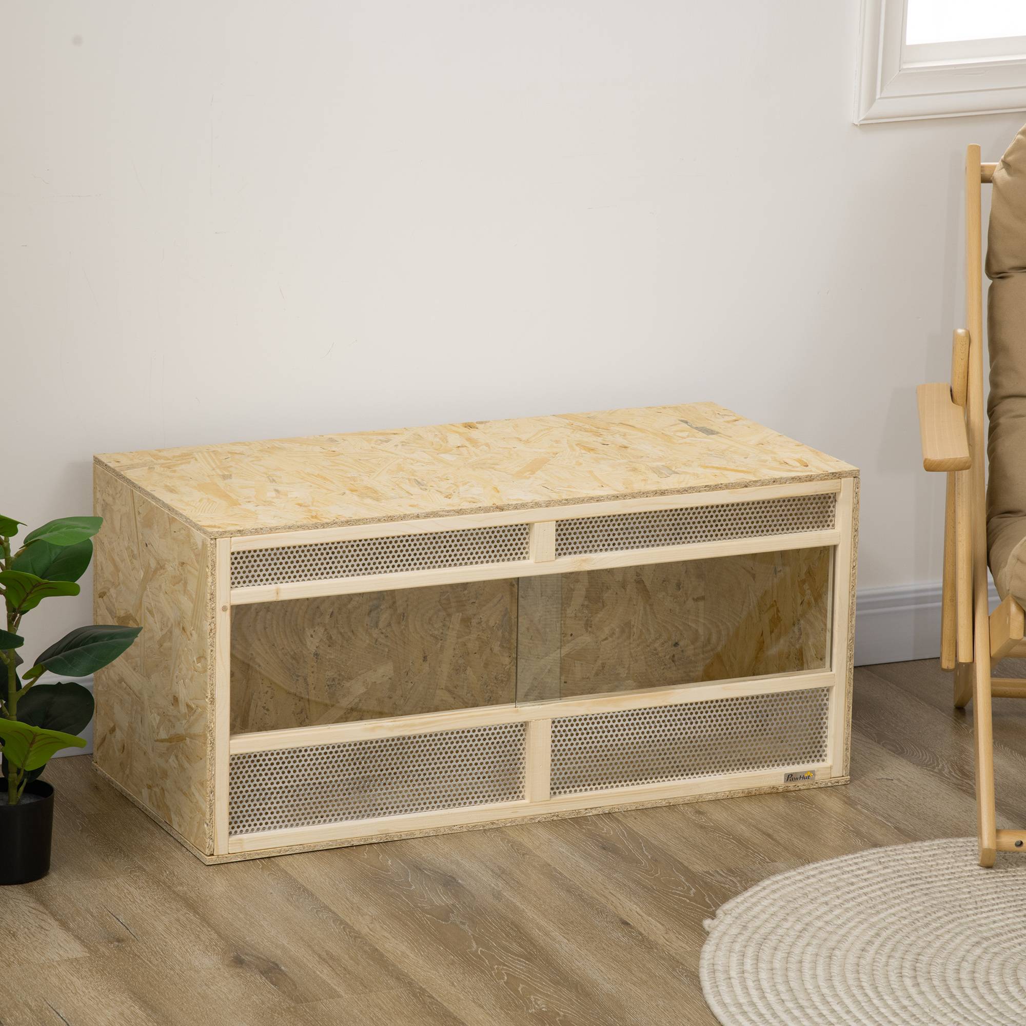 Sans Marque - Terrarium en bois OSB pour reptiles avec porte coulissante en verre - 100 x 47 x 47 cm naturel - Image 10