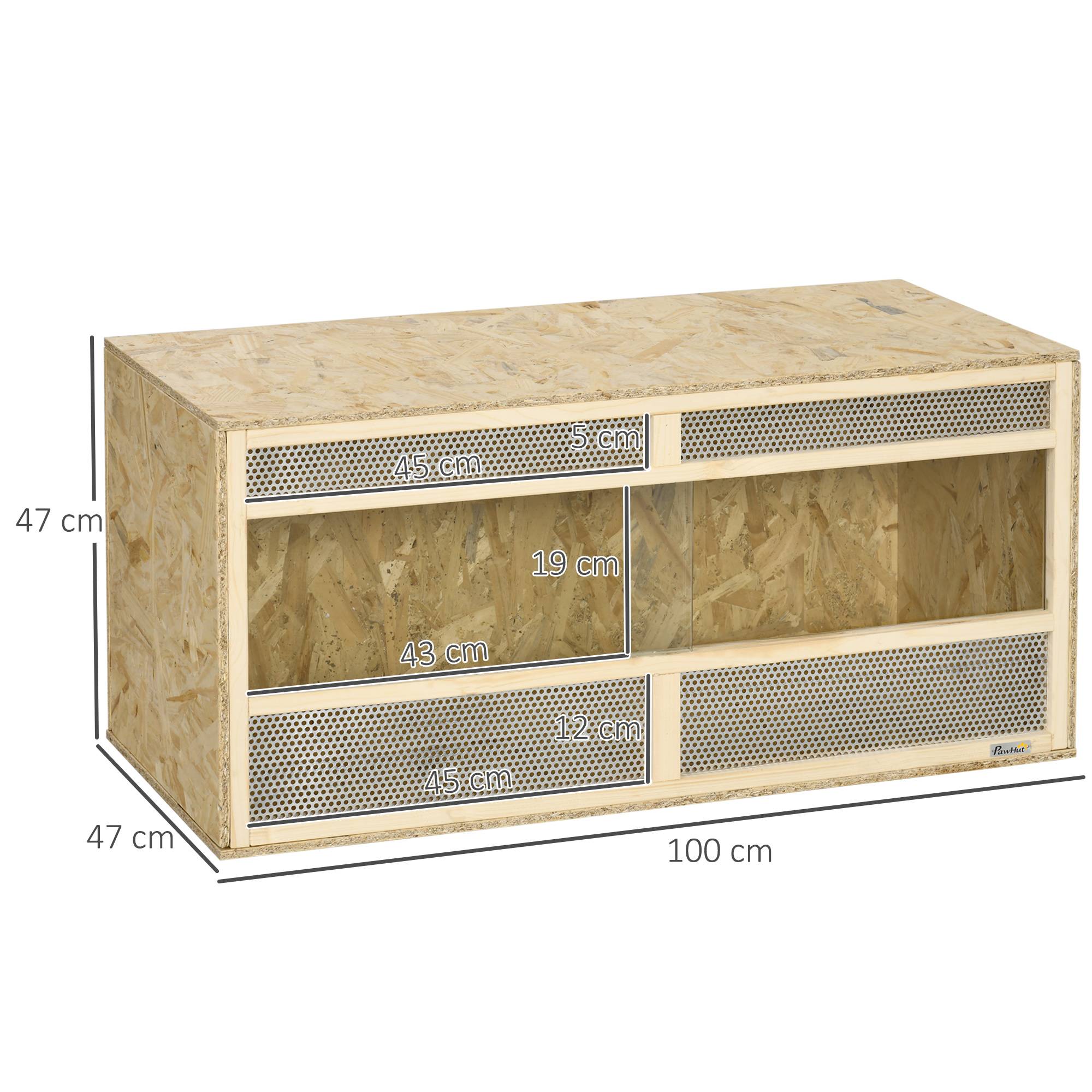 Sans Marque - Terrarium en bois OSB pour reptiles avec porte coulissante en verre - 100 x 47 x 47 cm naturel - Image 5