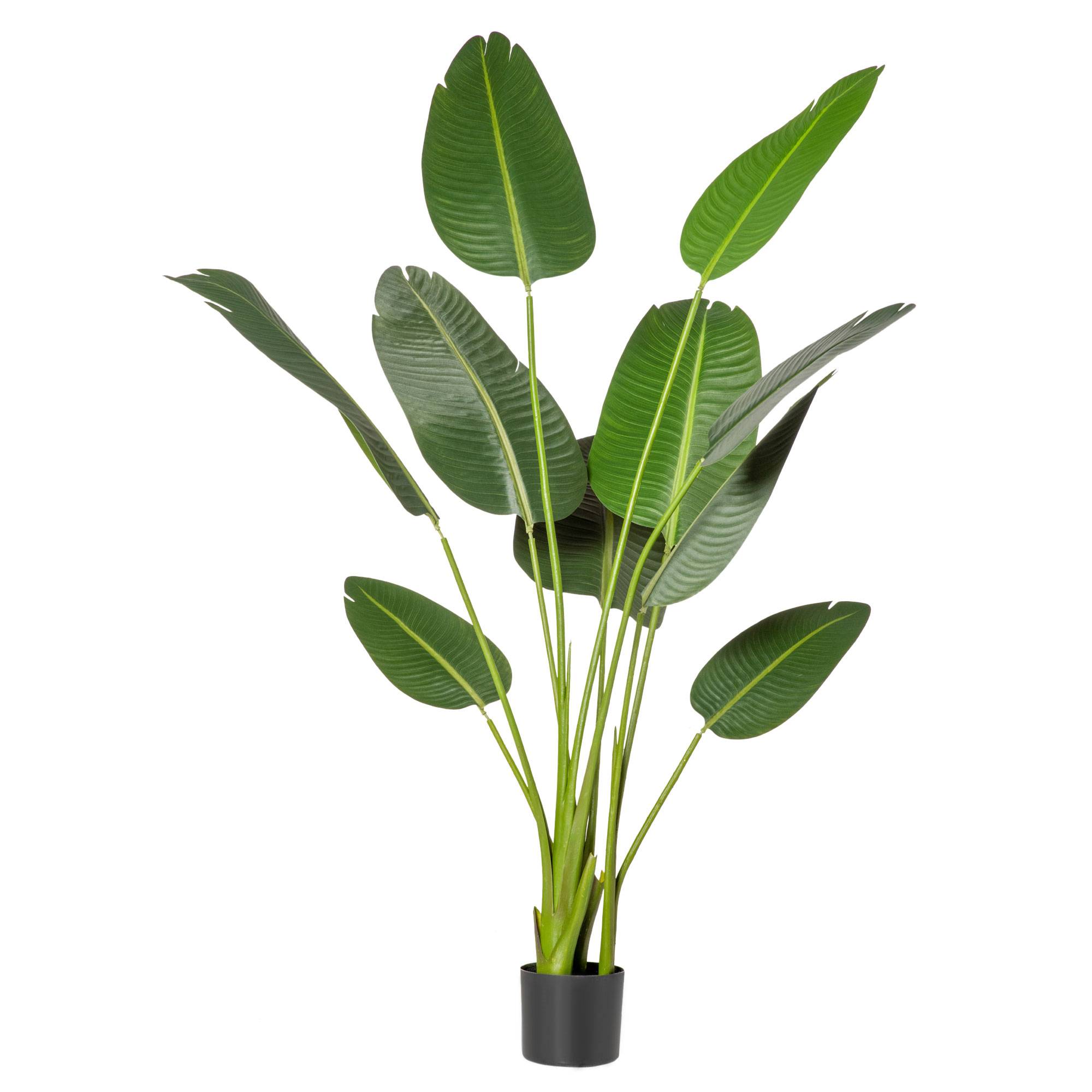 Sans Marque - Bananier artificiel 160 cm avec pot, 10 feuilles réalistes, plante tropicale synthétique, intérieur/extérieur - Image 2