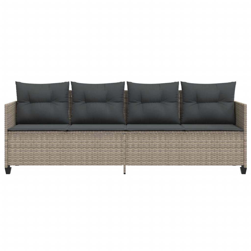 Chaise longue avec coussins gris clair résine tressée 204 x 55 x 69,5 cm - PANGIVO - Image 4