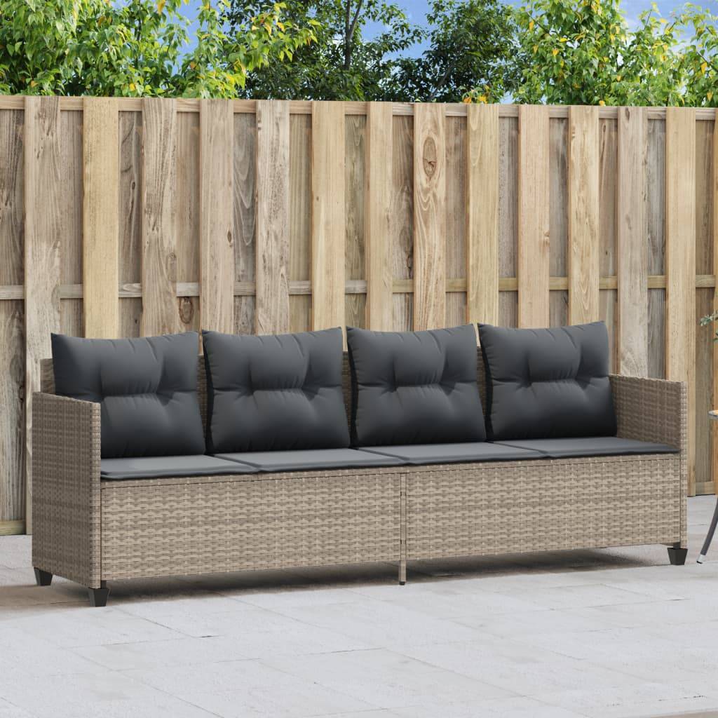 Chaise longue avec coussins gris clair résine tressée 204 x 55 x 69,5 cm - PANGIVO - Image 1