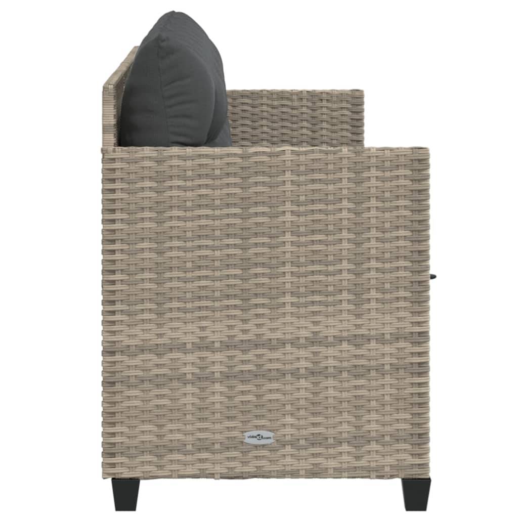 Chaise longue avec coussins gris clair résine tressée 204 x 55 x 69,5 cm - PANGIVO - Image 5