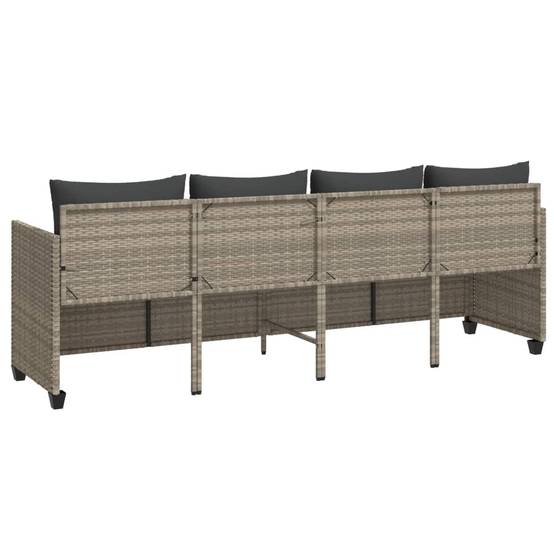 Chaise longue avec coussins gris clair résine tressée 204 x 55 x 69,5 cm - PANGIVO - Image 6