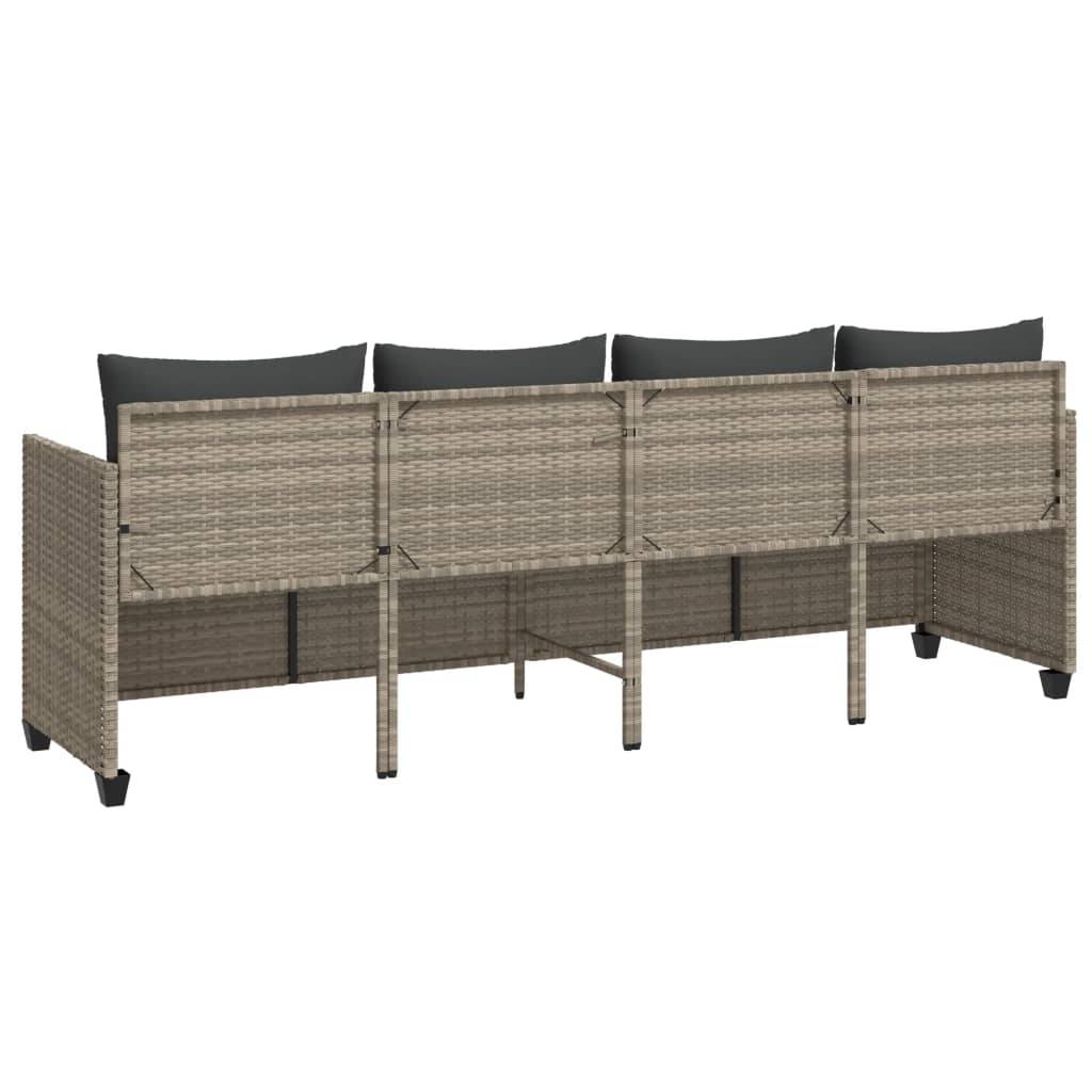 Chaise longue avec coussins gris clair résine tressée 204 x 55 x 69,5 cm - PANGIVO - Image 6