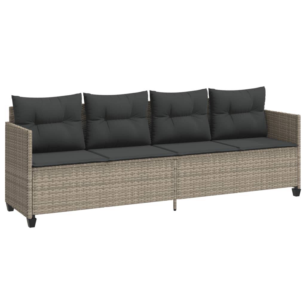 Chaise longue avec coussins gris clair résine tressée 204 x 55 x 69,5 cm - PANGIVO - Image 2