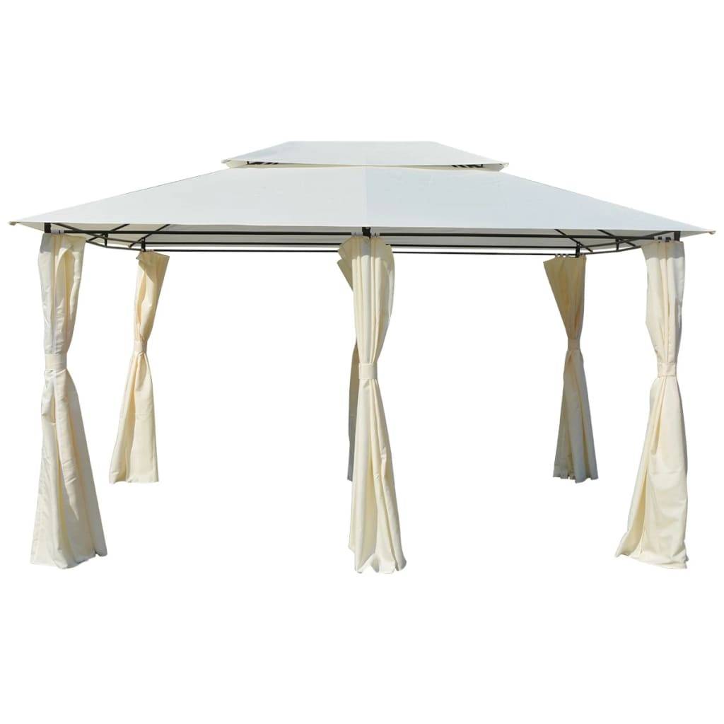 ComfortXL - Tonnelle de Réception Acier Toit Ventilé avec Rideaux pour Jardin Mariage Blanc 4x3 m – ComfortXL Outdoor Living - Image 1