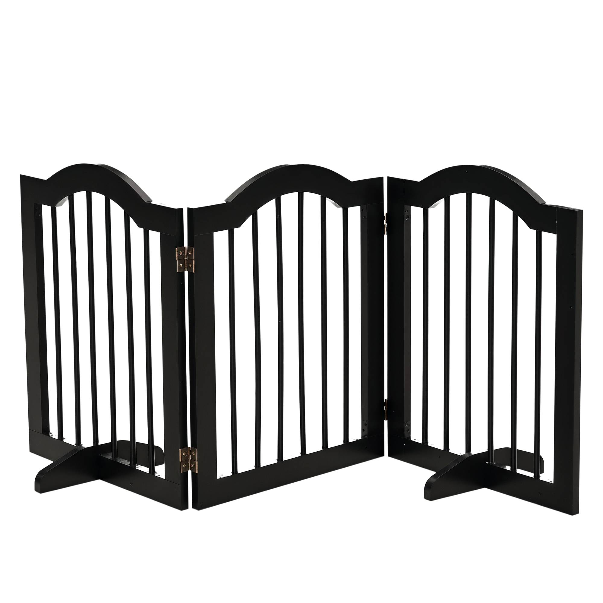 Sans Marque - Barrière pour chien 3 panneaux, 154,5x61 cm pliant avec porte, 2 pieds, autonome, pour cuisine, couloir, noir - Image 1