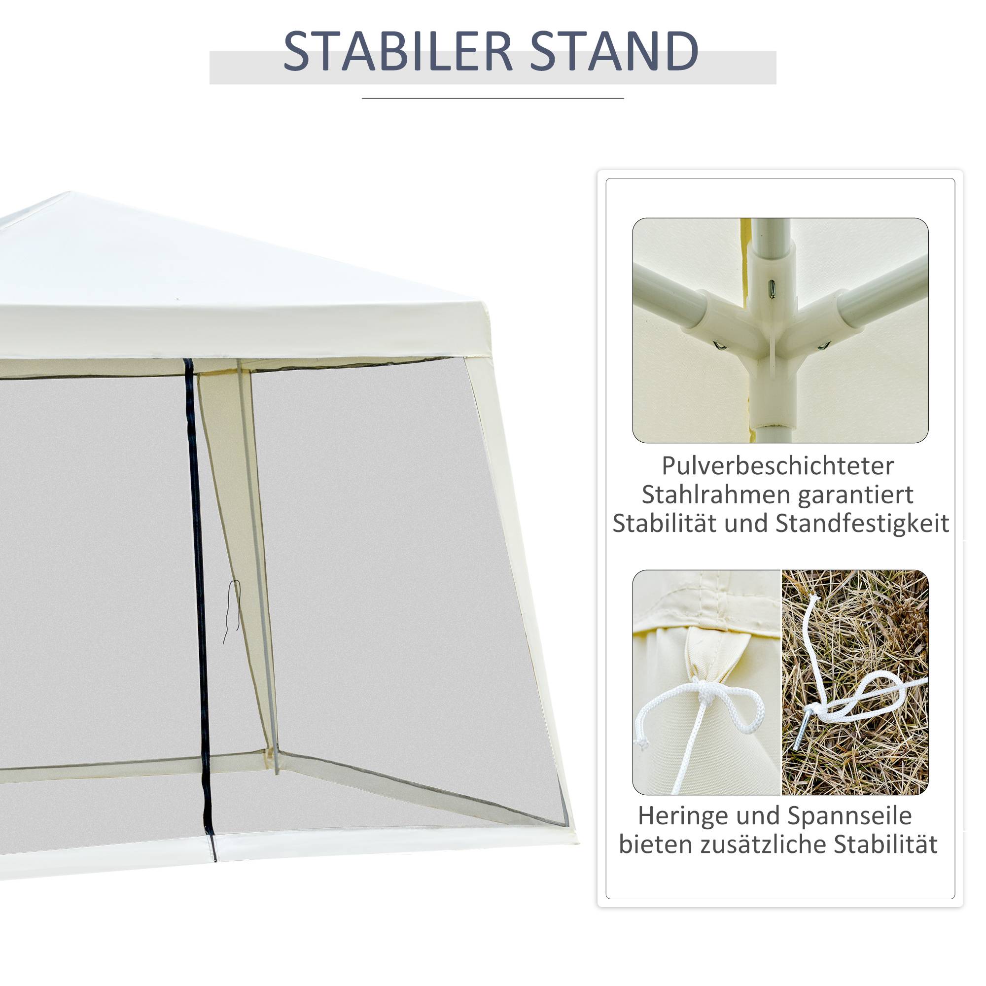Gazebo 3 x 3 m blanc crème métal polyester imperméable avec moustiquaire pour fêtes de jardin - Image 5