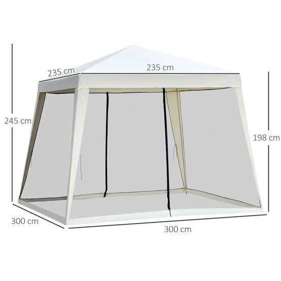 Gazebo 3 x 3 m blanc crème métal polyester imperméable avec moustiquaire pour fêtes de jardin - Image 3