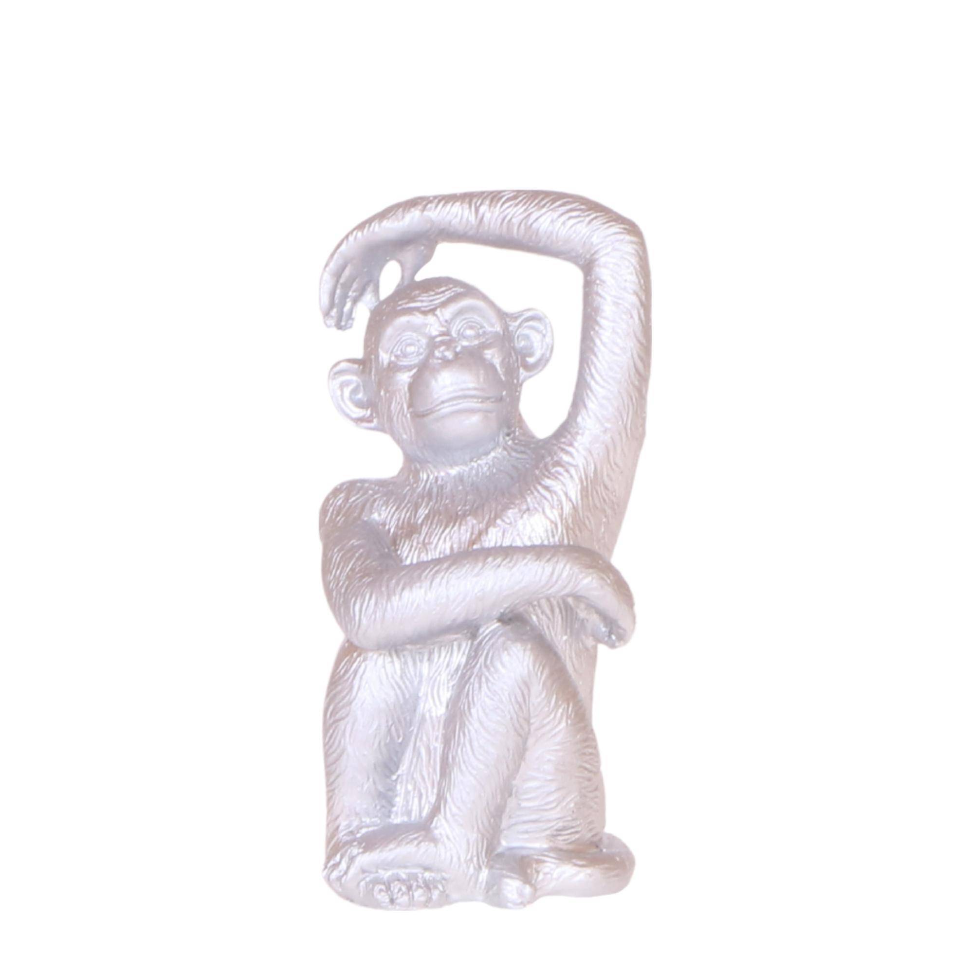 Sculpture décorative Singe assis - argent - Image 1