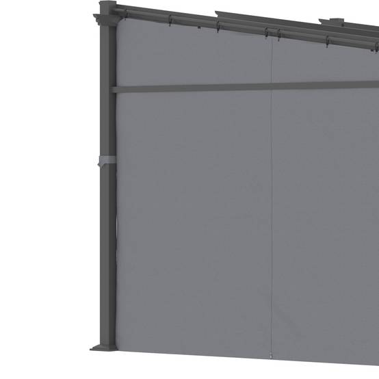 Pergola 2,97x2,95 m gris foncé polyester hydrofuge, auvent solaire et panneaux latéraux pour patio - Image 8