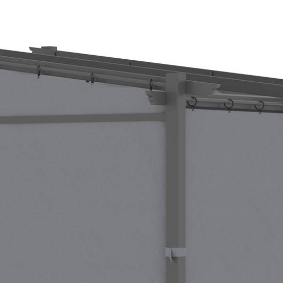 Pergola 2,97x2,95 m gris foncé polyester hydrofuge, auvent solaire et panneaux latéraux pour patio - Image 7