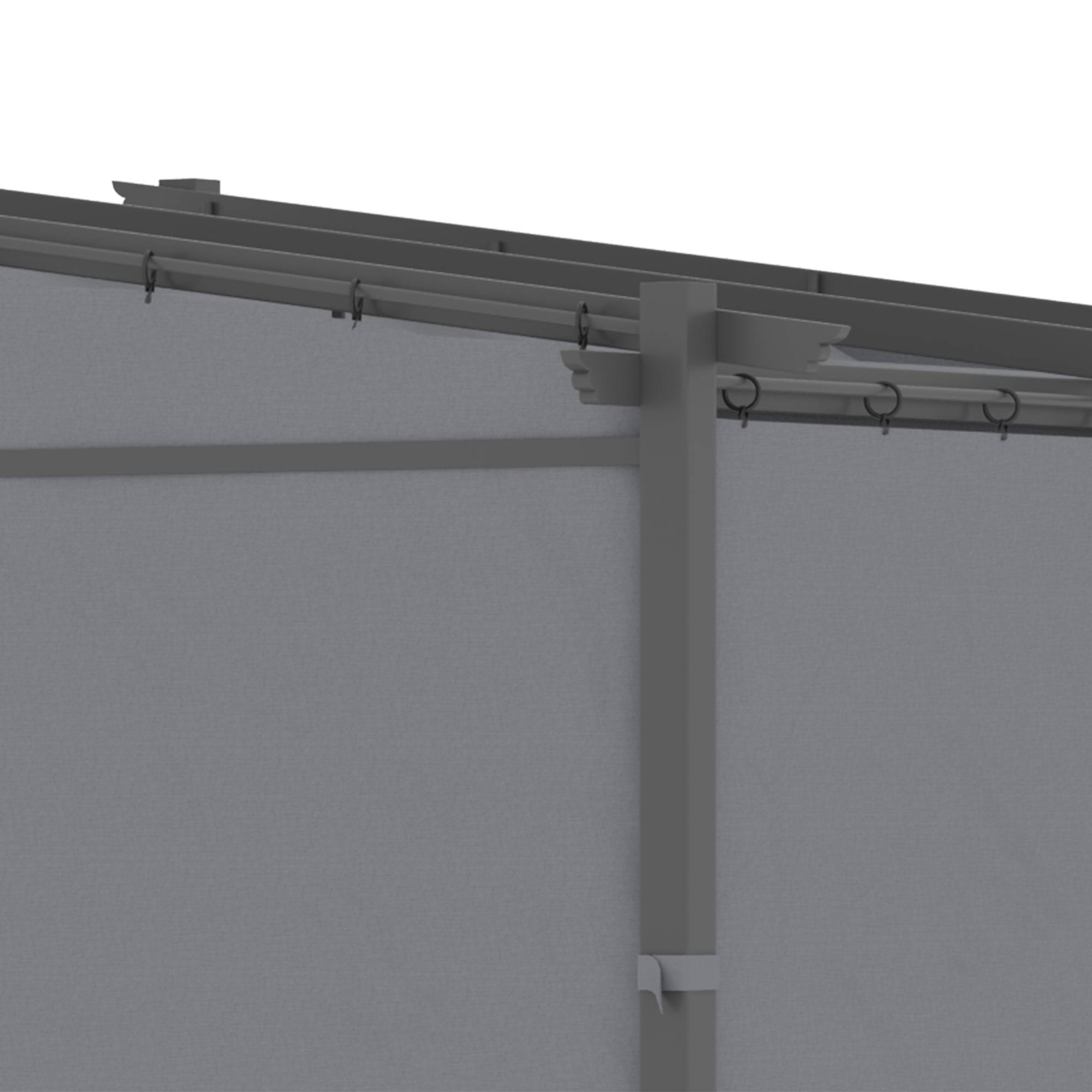Pergola 2,97x2,95 m gris foncé polyester hydrofuge, auvent solaire et panneaux latéraux pour patio - Image 7