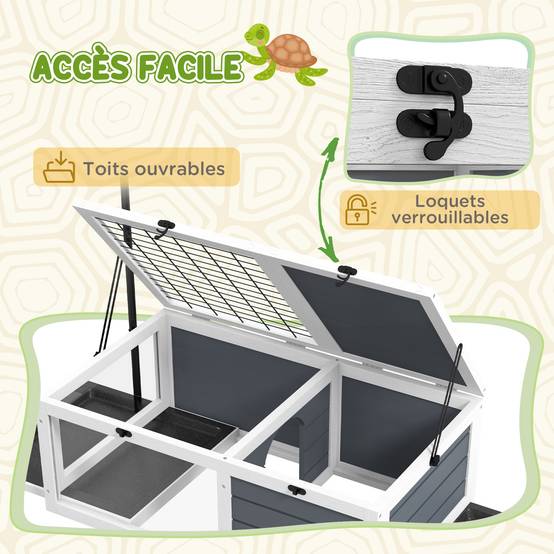 Enclos pour tortue bois gris 81 x 48 x 31.5 cm - PANGIVO - Image 8