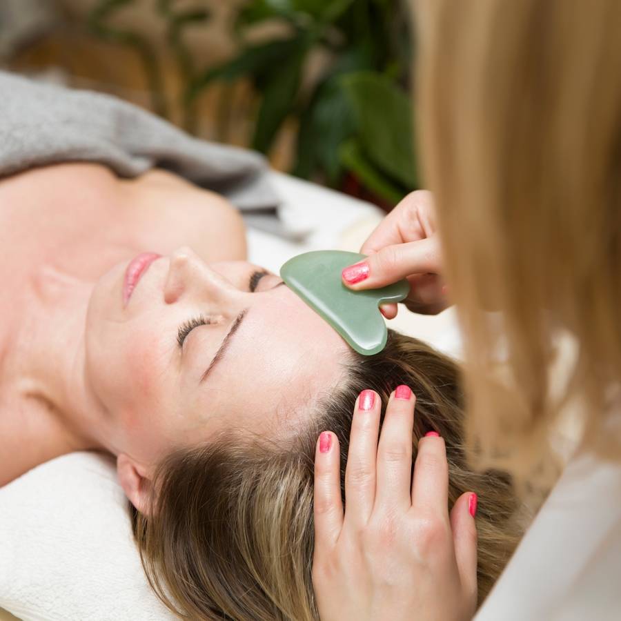 Gua Sha en Jade Vert, Masseur Visage et Corps, Massage Facial Anti-Age, Stimule la circulation sanguine, Housse fournie - Sun&Sia - Image 2