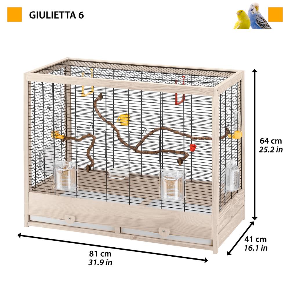 Ferplast - Ferplast Cage pour Oiseaux en bois FSC GIULIETTA 6, Canaris, Perruches et Oiseaux exotiques, Accessoires inclus - Image 2