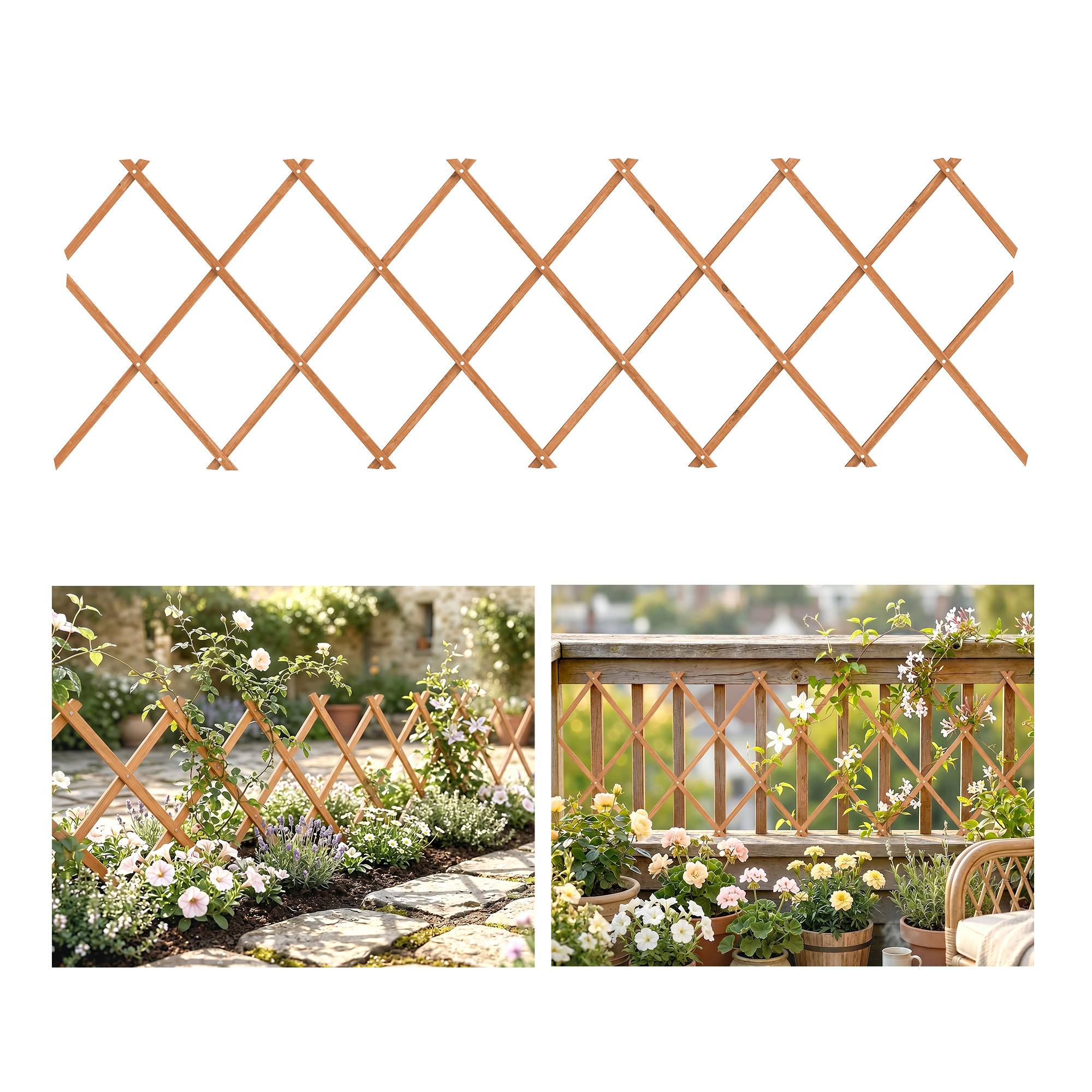 Treillis de jardin extensible bois sapin support plantes grimpantes 180x60cm marron - ComfortXL Outdoor Living - Image 1