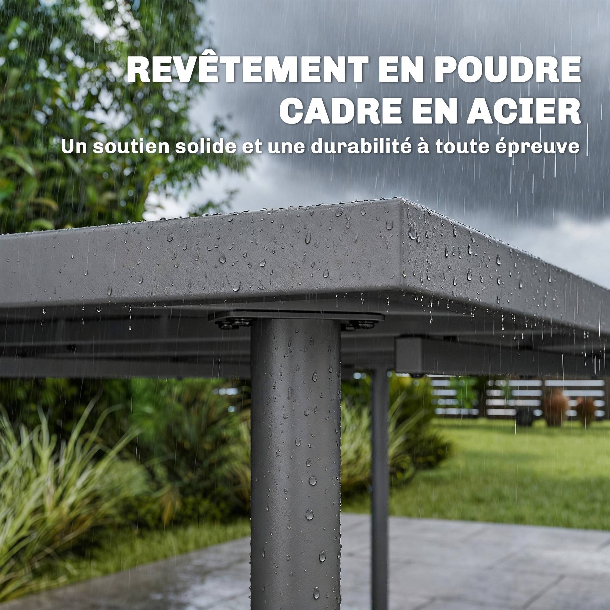 Sans Marque - Table de jardin pour 6 personnes, 165 x 80 cm, table à manger extérieure rectangulaire avec plateau à lattes en métal - Image 8