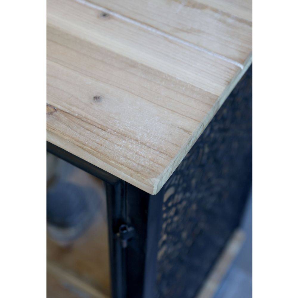 Chemin De Campagne - Buffet 4 portes en bois de sapin marron et fer noir 121 x 38 x 80 cm Chemin de campagne - Image 7
