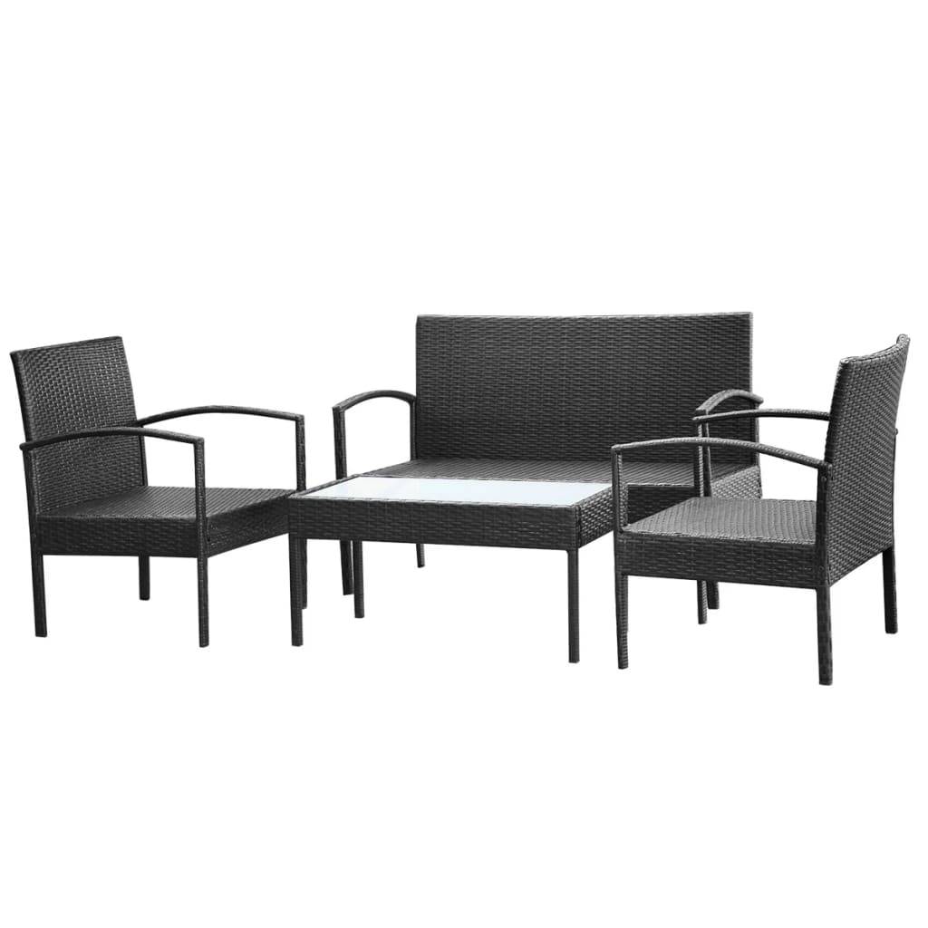 Vidaxl - Salon de jardin 4 pcs avec coussins Résine tressée Noir vidaXL 42673 - Image 5