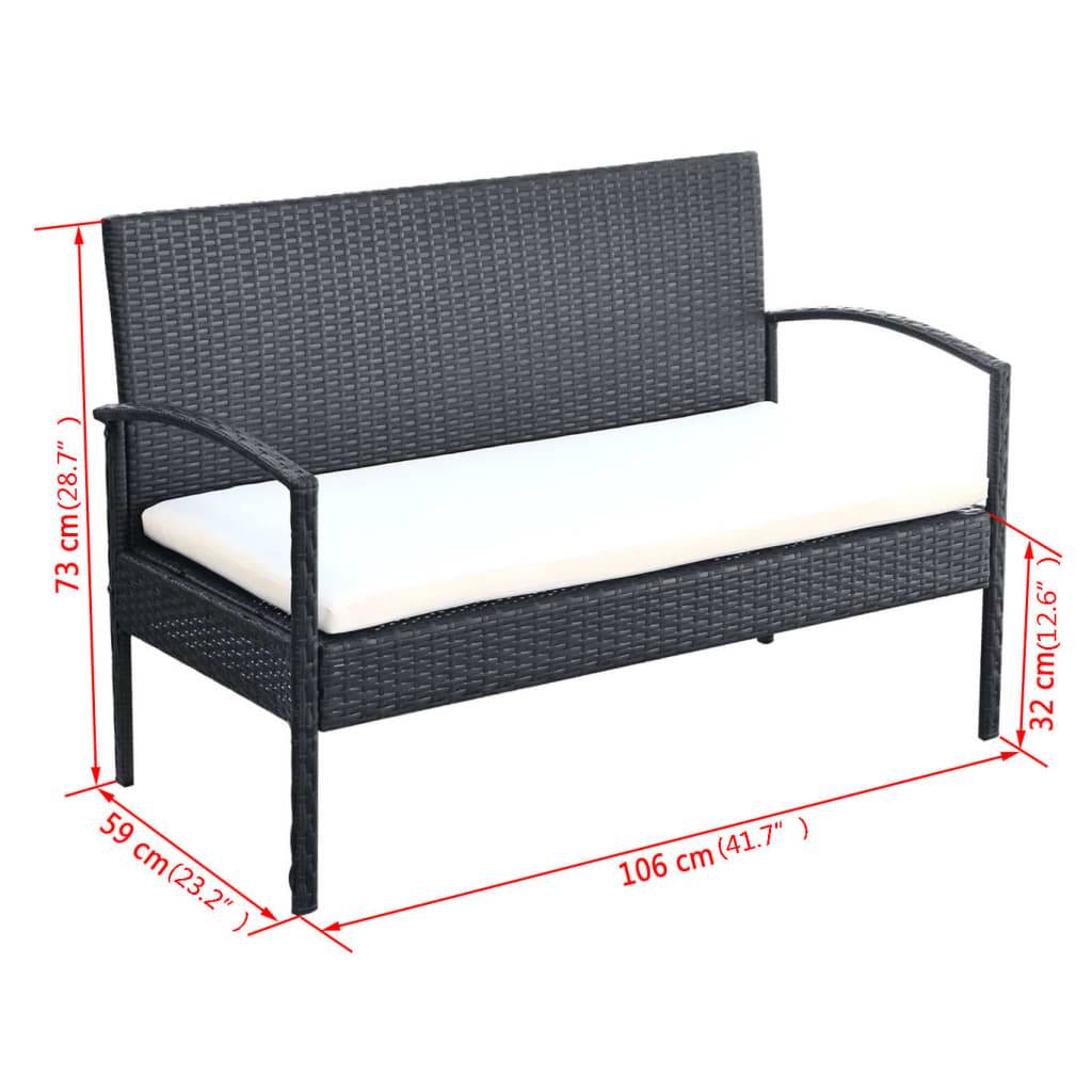 Vidaxl - Salon de jardin 4 pcs avec coussins Résine tressée Noir vidaXL 42673 - Image 3