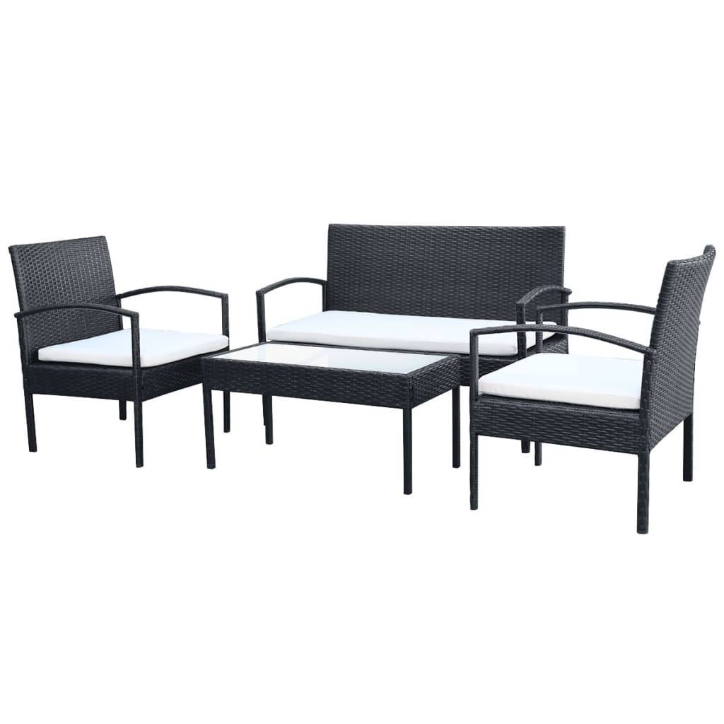 Vidaxl - Salon de jardin 4 pcs avec coussins Résine tressée Noir vidaXL 42673 - Image 2