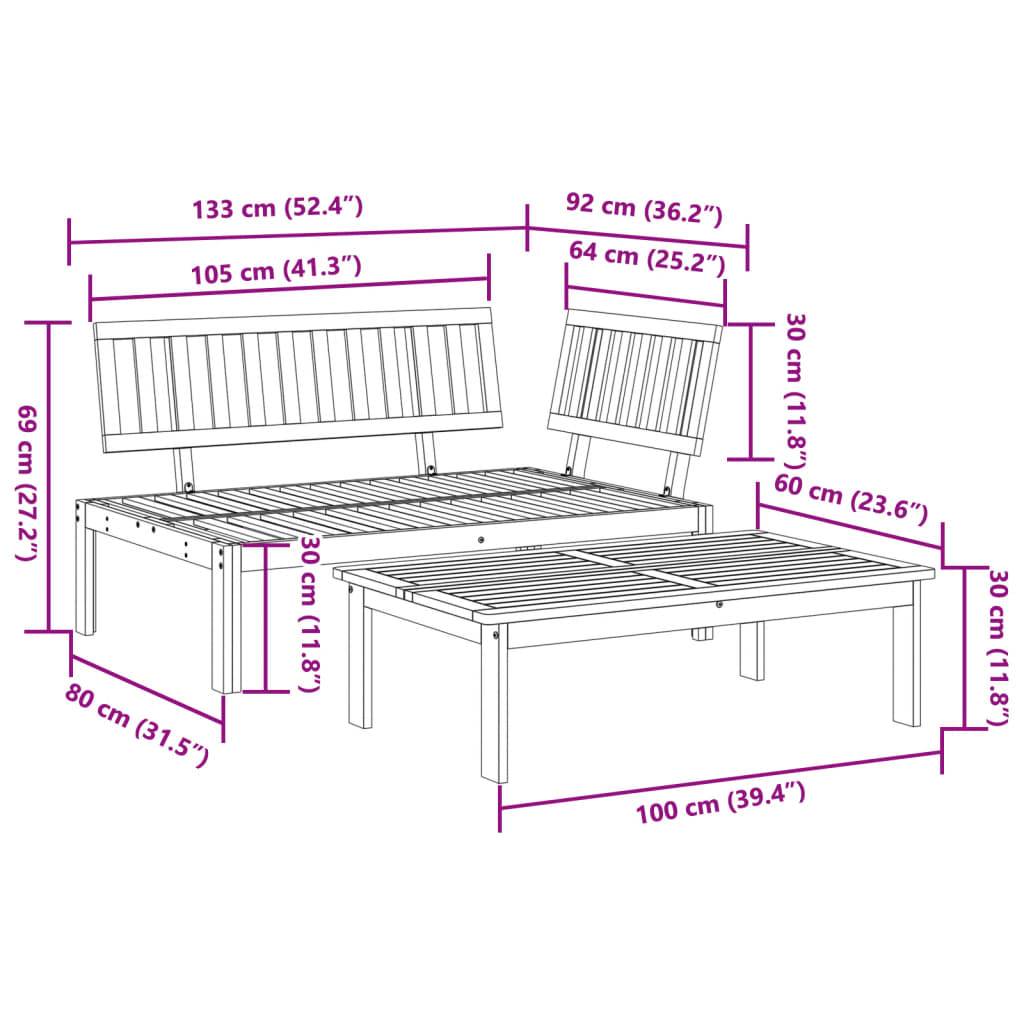 Vidaxl - Salon de jardin palette 2 pcs bois massif d'acacia vidaXL 365853 - Image 3