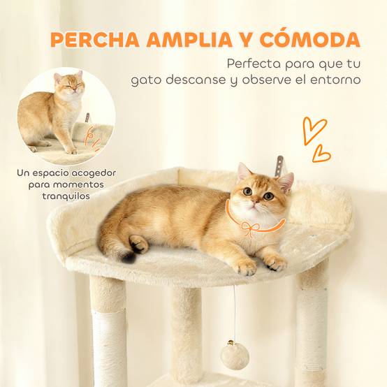 Arbre à Chat Géant 170 cm avec Tunnel et Hamac pour Plusieurs Chats Actifs Beige - ComfortXL Outdoor Living - Image 7