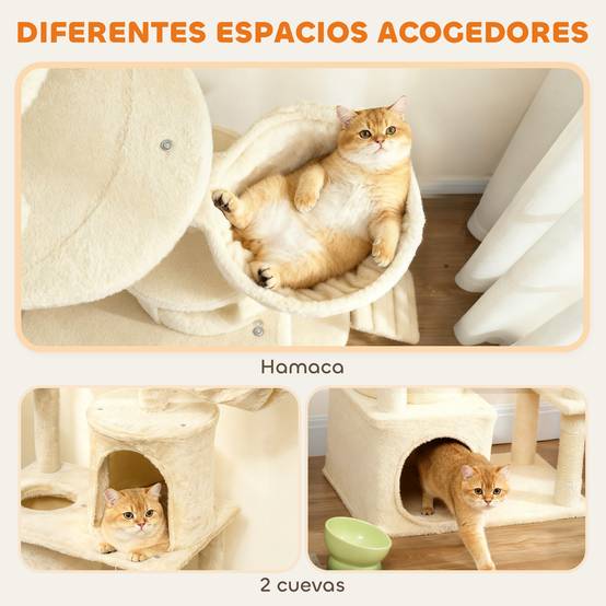Arbre à Chat Géant 170 cm avec Tunnel et Hamac pour Plusieurs Chats Actifs Beige - ComfortXL Outdoor Living - Image 9