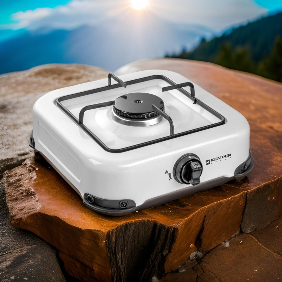 Réchaud gaz portable 1 feu 1300W Blanc laqué Plaque de cuisson KEMPER - Image 4
