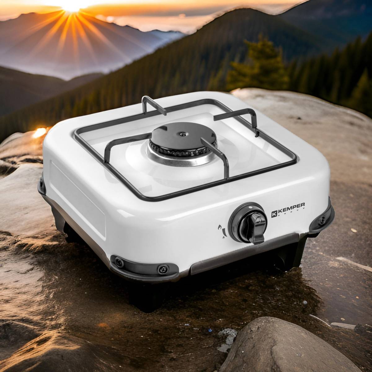 Réchaud gaz portable 1 feu 1300W Blanc laqué Plaque de cuisson KEMPER - Image 3