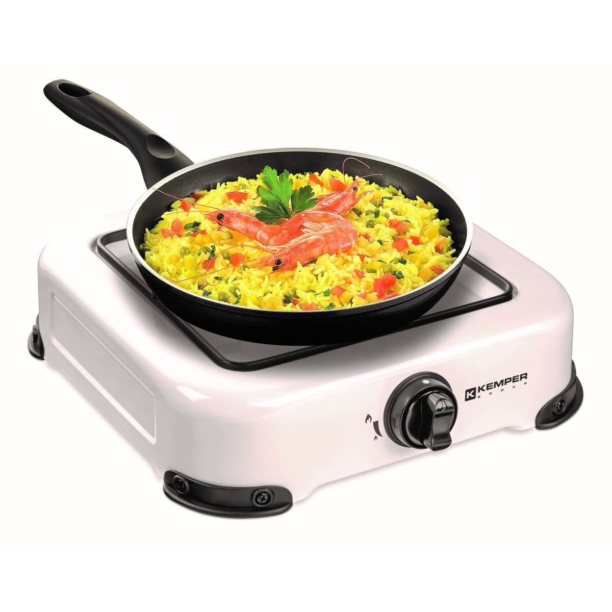 Réchaud gaz portable 1 feu 1300W Blanc laqué Plaque de cuisson KEMPER - Image 1