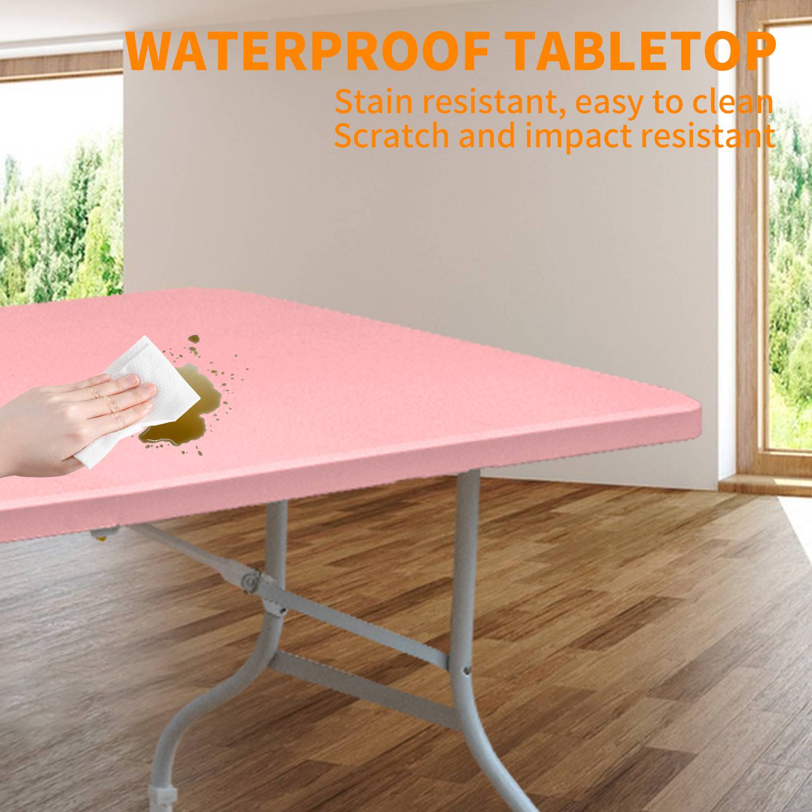 Table pliante 180cm portable multifonction, charge 135kg, adaptée camping intérieur extérieur rose - Image 4
