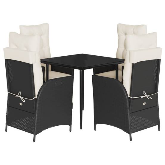 ComfortXL - Salon de Jardin Noir 4 Fauteuils Relax avec Repose-Pieds Réglables et Coussins Blanc Crème – ComfortXL Outdoor Living - Image 2