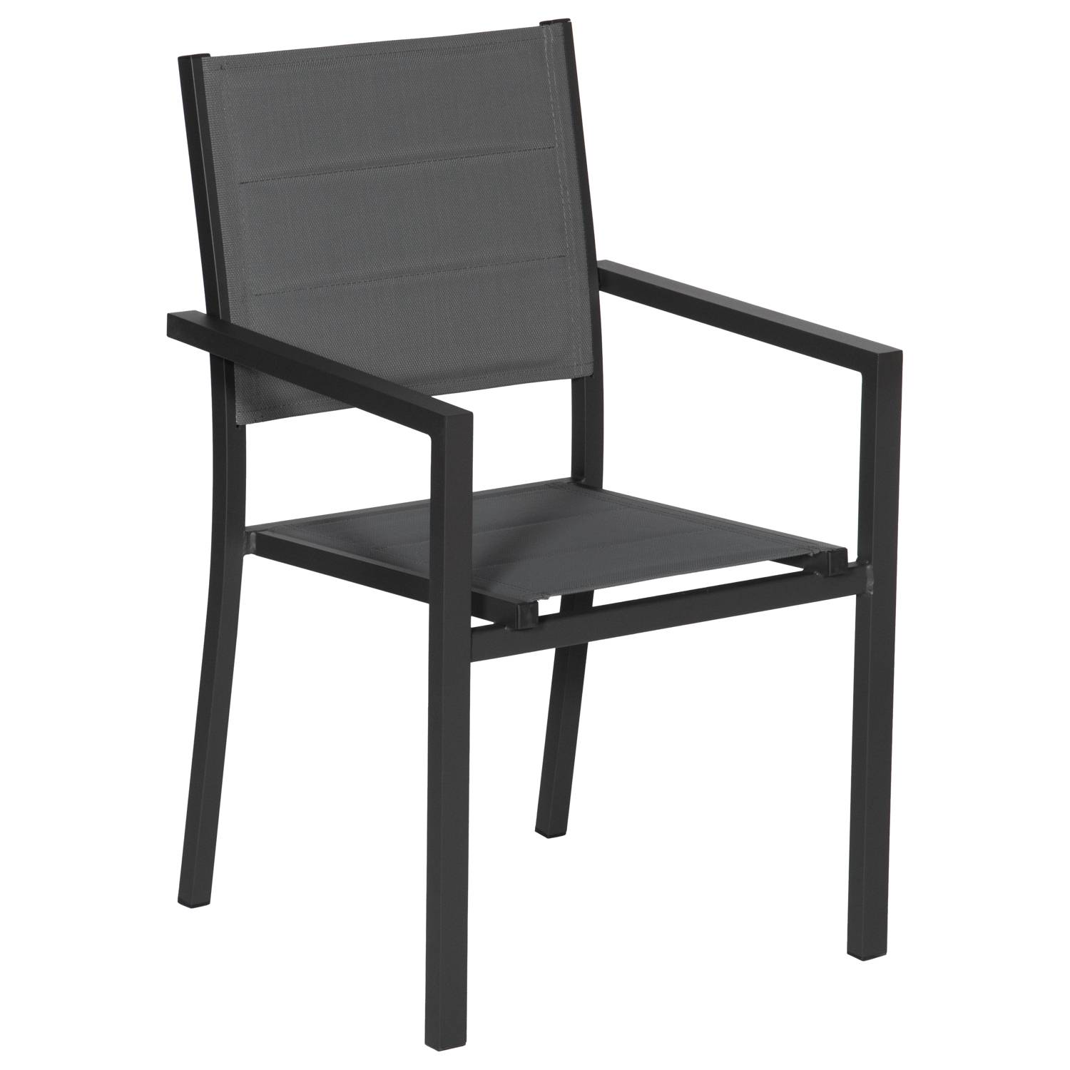 Happy Garden - Lot de 8 chaises rembourrées en aluminium anthracite - textilène gris - HAPPY GARDEN - Image 2