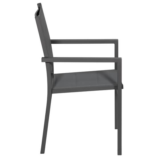 Happy Garden - Lot de 8 chaises rembourrées en aluminium anthracite - textilène gris - HAPPY GARDEN - Image 4