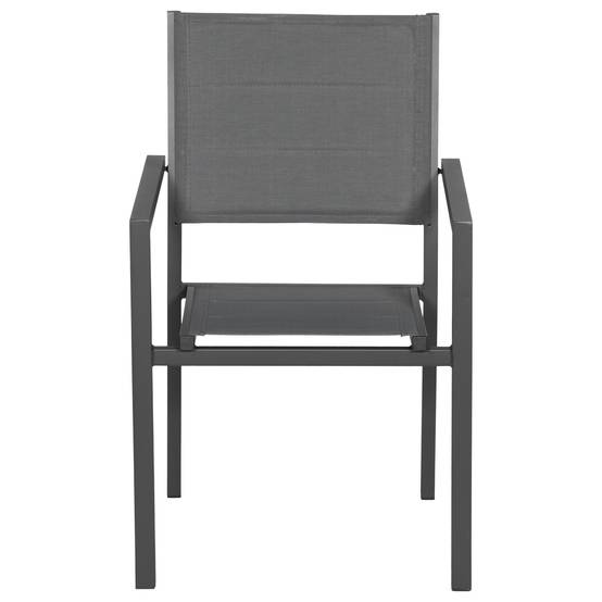 Happy Garden - Lot de 8 chaises rembourrées en aluminium anthracite - textilène gris - HAPPY GARDEN - Image 3