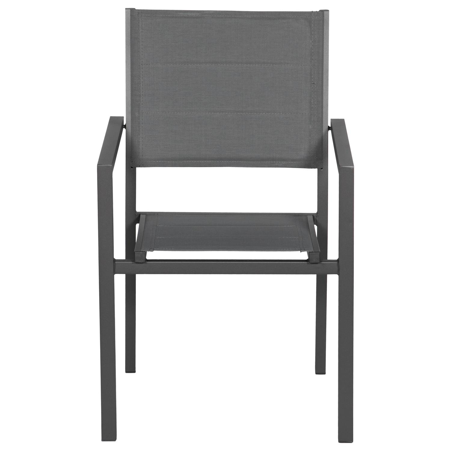 Happy Garden - Lot de 8 chaises rembourrées en aluminium anthracite - textilène gris - HAPPY GARDEN - Image 3