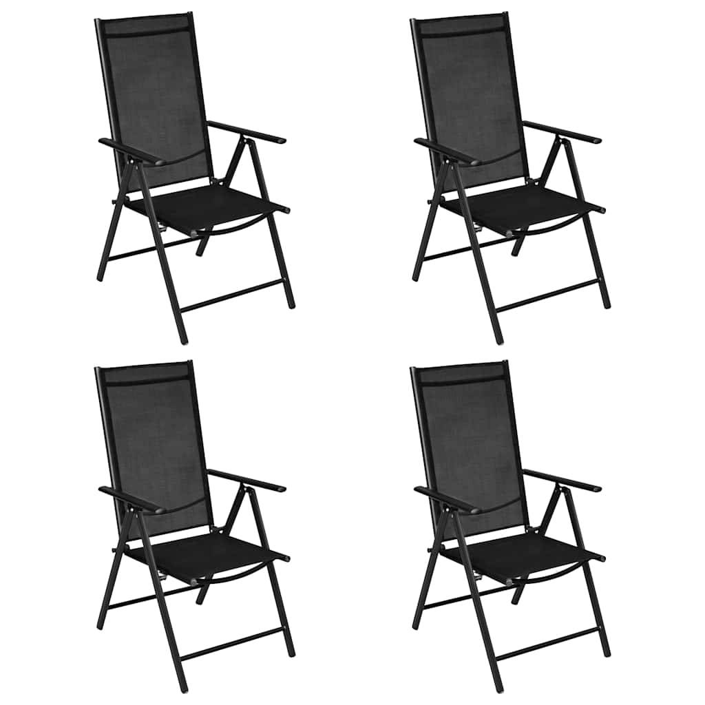 Vidaxl - Ensemble à manger de jardin 5 pcs-Salons de jardin aluminium et textilène noir - Image 2