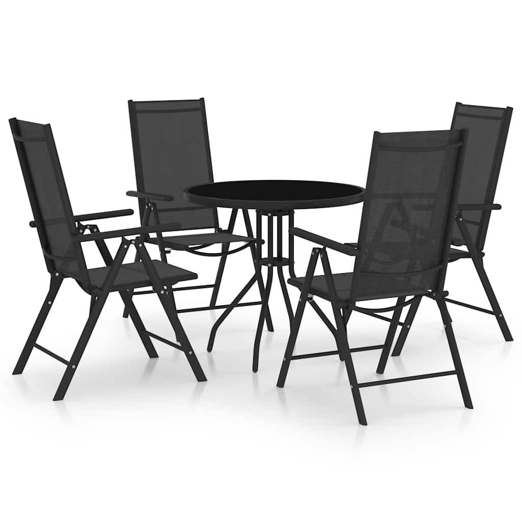Vidaxl - Ensemble à manger de jardin 5 pcs-Salons de jardin aluminium et textilène noir