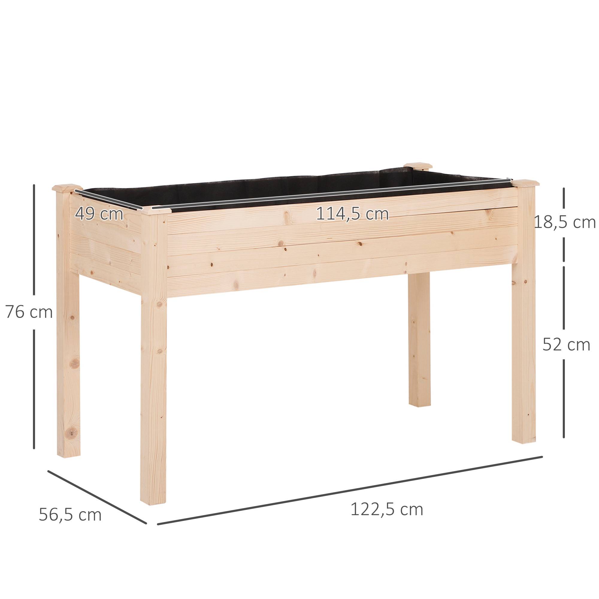 Jardinière sur Pieds Potager 122L x 56l x 76H cm Inserts d'irrigation + Feutre de Drainage Inclus Bois Massif - Image 5