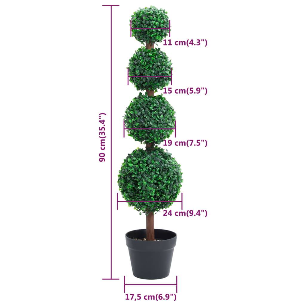 Plante de buis artificiel polyéthylène et bois vert 17.5 x 17.5 x 90 cm - PANGIVO - Image 5
