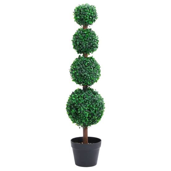 Plante de buis artificiel polyéthylène et bois vert 17.5 x 17.5 x 90 cm - PANGIVO - Image 1